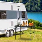 35.62x23.42x25.9in Foldable Camping Table Collapsible Picnic Aluminum Alloy Grill Stand 88LBS Max Load Height Adjustable BBQ Table