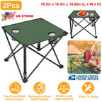 2Pcs Foldable Camping Table Portable Picnic Table Lightweight Travel Desk with 2 Cup Holders/Table Carrying Bag