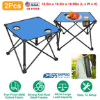 2Pcs Foldable Camping Table Portable Picnic Table Lightweight Travel Desk with 2 Cup Holders/Table Carrying Bag