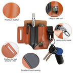 Multi-tool Sheath for Belt Leather EDC Pocket Organizer for Men EDC Leather Pouch Flashlight Sheath
