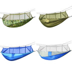 600lbs Load 2 Persons Hammock w/Mosquito Net Outdoor Hiking Camping Hommock Portable Nylon Swing Hanging Bed w/ Strap Hook Carry Bag