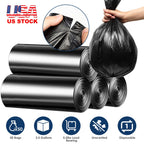 5 Rolls Overall 50 Count Black Garbage Bags Disposable Trash Bags Trash Can Liners Unscented Leak Resistant for Camping Toilet Home Office