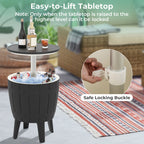 10 Gallon Cooler Bar Table Outdoor Coffee Table Ice Bucket with Telescopic Tabletop for Beer and Wine