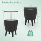 10 Gallon Cooler Bar Table Outdoor Coffee Table Ice Bucket with Telescopic Tabletop for Beer and Wine