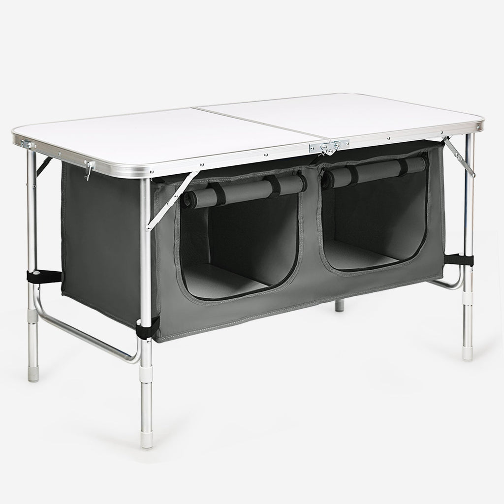 Height Adjustable Folding Camping Table-Gray