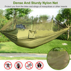 600lbs Load 2 Persons Hammock w/Mosquito Net Outdoor Hiking Camping Hommock Portable Nylon Swing Hanging Bed w/ Strap Hook Carry Bag