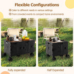 Large Foldable Utility Cart with 2-Tier Storage Crates and Telescoping Handle
