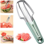 3-in-1 Watermelon Cutter Stainless Steel Fruit Carving Knife Multi-functional Melon Fork Slicer Tool for Camping Kitchen Gadgets