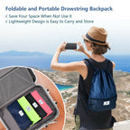 Drawstring Backpack String Bag Foldable Sports Sack with Zipper Pocket