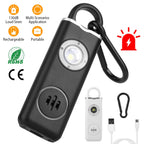 Rechargeable Personal Safety Alarm Portable 130dB Self-defense Siren with Strobe Light LED Light Carabiner Emergency Escape Tool for Women Kids Elderl