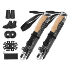 2Pcs Walking Sticks Collapsible Hiking Poles Folding Aluminum Trekking Poles Adjustable Hiking Sticks with EVA Foam Grips for Backpacking Hiking Mount