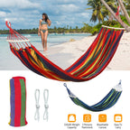 Double Hammock 2 Person Canvas Hanging Hammock Swing Bed with Carrying Bag Hold 330LBS for Camping Travel Beach