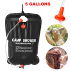Portable Solar Heated Shower Bag Camping Shower Bath Water Bag 5 Gallons w/ On-Off Switchable Shower Head