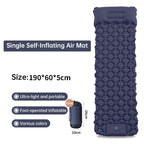 Outdoor double inflatable sleeping pad – with built-in pillow & pump, for camping, backpacking, hiking.