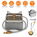 12000W Portable Camping Stove With Cassette Adapter Windproof Outdoor Backpacking Burner with Carrying Case Igniter for Outdoor Hiking Camping Picnic