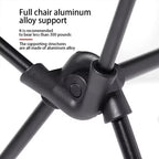 Folding camping chair with headrest. Lightweight, aluminum alloy, for travel and fishing. Outdoor furniture.