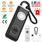 Rechargeable Personal Safety Alarm Portable 130dB Self-defense Siren with Strobe Light LED Light Carabiner Emergency Escape Tool for Women Kids Elderl