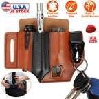 Multi-tool Sheath for Belt Leather EDC Pocket Organizer for Men EDC Leather Pouch Flashlight Sheath