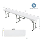 6 Feet Portable Picnic Folding Bench 550 lbs Limited with Carrying Handle