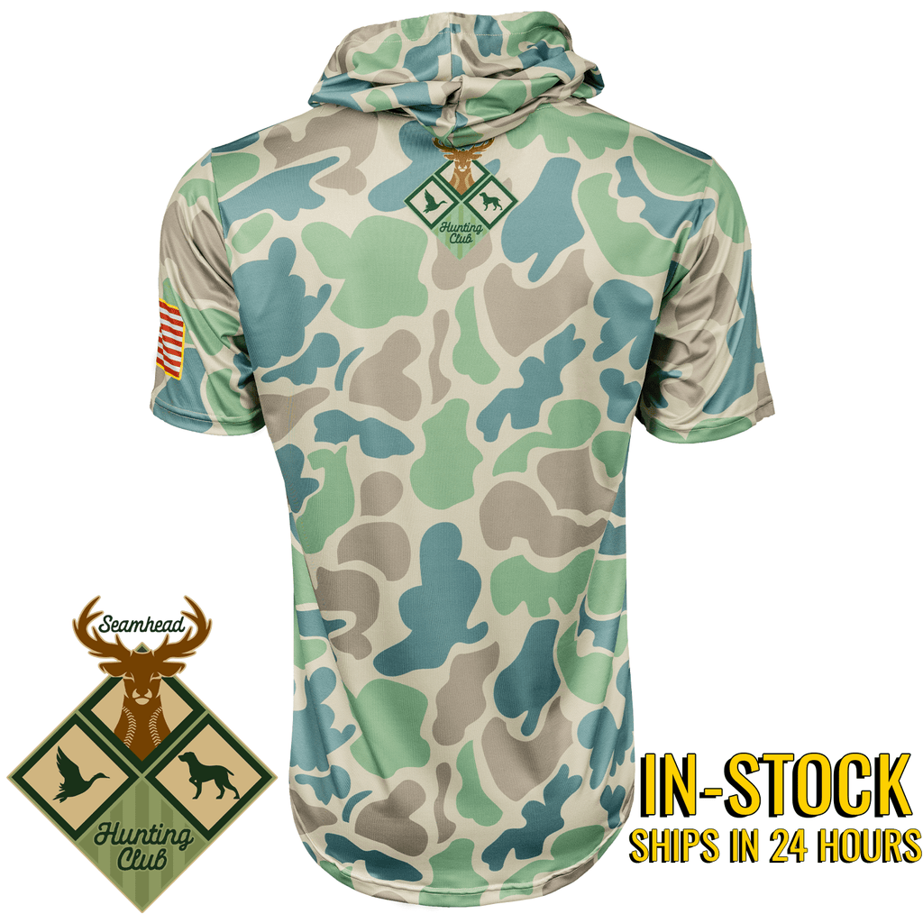 Seamhead Hunting Club HyperMAX Short Sleeve Camo Baseball Hoodie