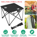 2Pcs Foldable Camping Table Portable Picnic Table Lightweight Travel Desk with 2 Cup Holders/Table Carrying Bag