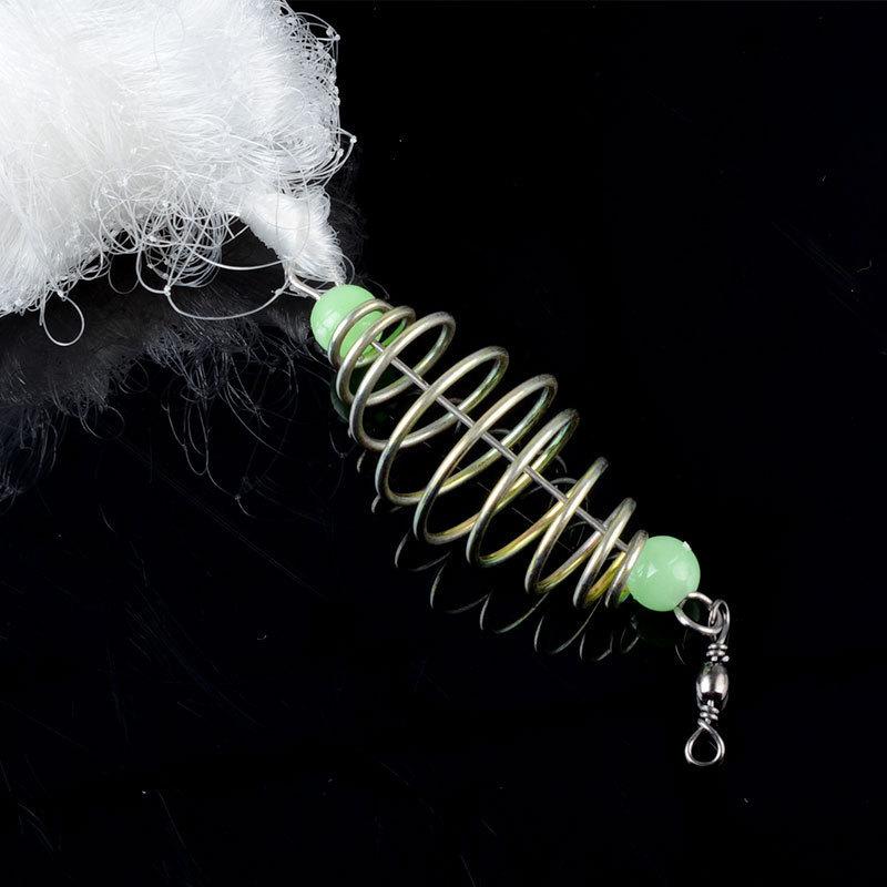 LEO  Night Luminous Beads Copper Spring Shoal Fishing Net with Ball  Freshwater