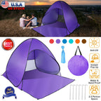 Pop Up Beach Tent Sun Shade Shelter Anti-UV Automatic Waterproof Tent Canopy for 2/3 Man w/ Net Window Storage Bag for Outdoor Beach Camping Fishing P