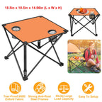 2Pcs Foldable Camping Table Portable Picnic Table Lightweight Travel Desk with 2 Cup Holders/Table Carrying Bag