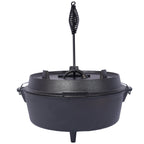 ast iron Dutch oven with lid, outdoor camping deep pot, used for camping, cooking, barbecue and leg rest,6 quarts
