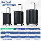 3-Piece Hardside Luggage Set (20/24/28 Inch) Lightweight with 3-Digital Lock