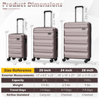 3-Piece Hardside Luggage Set 20/24/28 Inch Lightweight Hardside Suitcases