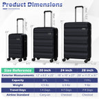 3-Piece Hardside Luggage Set 20/24/28 Inch Lightweight Hardside Suitcases