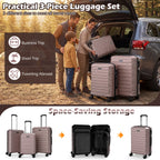 3-Piece Hardside Luggage Set Lightweight Hardside Suitcases with 8-Spinner Wheels