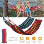 Double Hammock 2 Person Canvas Hanging Hammock Swing Bed with Carrying Bag Hold 330LBS for Camping Travel Beach
