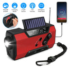 Emergency Solar Hand Crank Weather Radio AM/FM/NOAA Radio SOS 2000mAh Power Bank Flashlight w/ Reading Lamp