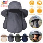 Fishing Bucket Hat Wide Brim Breathable Unisex Hat Sunlight-proof Removable Neck Face Fishing Cap For Fishing Hiking Traveling