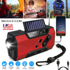 Emergency Solar Hand Crank Weather Radio AM/FM/NOAA Radio SOS 2000mAh Power Bank Flashlight w/ Reading Lamp
