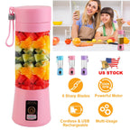 Portable Juicer Blender USB Rechargeable Juicer Cup Fruit Baby Food Mixing Machine w/ 6 Blades Powerful Motor