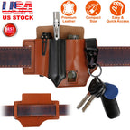Multi-tool Sheath for Belt Leather EDC Pocket Organizer for Men EDC Leather Pouch Flashlight Sheath