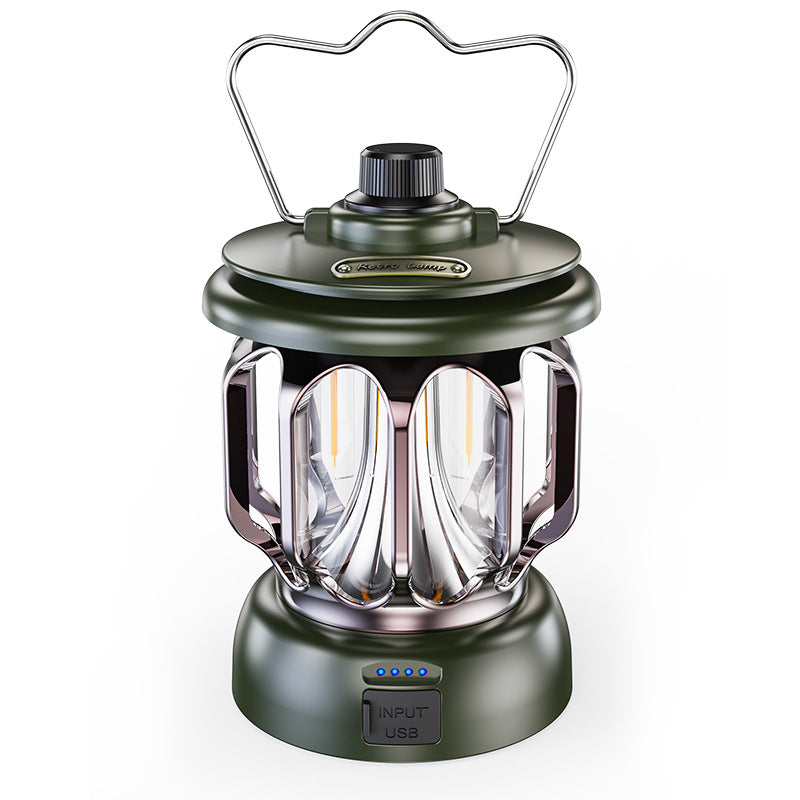 Led retro outdoor camping lamp white long battery life rechargeable tent camping lamp