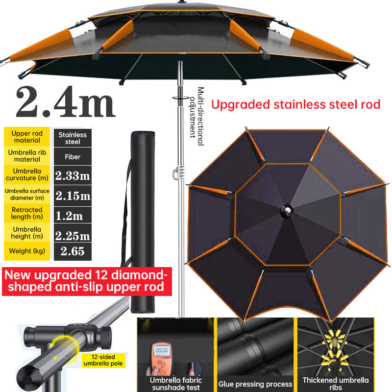 360° adjustable fishing sun umbrella: anti-UV, rainproof, portable large outdoor shade.