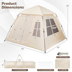 4 Person Camping Tent Portable Automatic Easy Setup with Rainfly and 2 Doors
