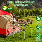Folding Camping Table Portable Lightweight Carbon Steel Roll-up Picnic BBQ Desk with Carry Bag Heavy Duty for Outdoor Beach Backyard Party Patio Campi