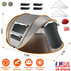 3-4 Person Pop Up Tent Automatic Setup Camping Tent Waterproof Instant Setup Tent with 2 Mosquito Net Windows Carrying Bag for Hiking Climbing Adventu