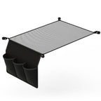 Hanging Storage Net for 35.43x23.62 Camping Table Under Table Folding Net Bag Tear-Resistant with 3 Side Pockets 4 Corner Clips for Camping Hiking Fis