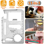 11 In 1 Stainless Steel Multi-tool Credit Card Wallet Portable Survival Pocket Tool Beer Can Opener Knife Fruit Peeler Wrench Saw Blade