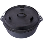 ast iron Dutch oven with lid, outdoor camping deep pot, used for camping, cooking, barbecue and leg rest,6 quarts