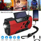 Emergency Solar Hand Crank Weather Radio AM/FM/NOAA Radio SOS 2000mAh Power Bank Flashlight w/ Reading Lamp