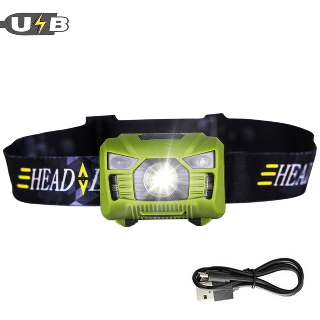 CREE 5W LED Body Motion Sensor Headlamp Mini Headlight Rechargeable Outdoor Camping Flashlight Head Torch Lamp With USB Charging