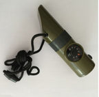 Camping Survival Whistle With Compass Thermometer Flashlight Magnifier
